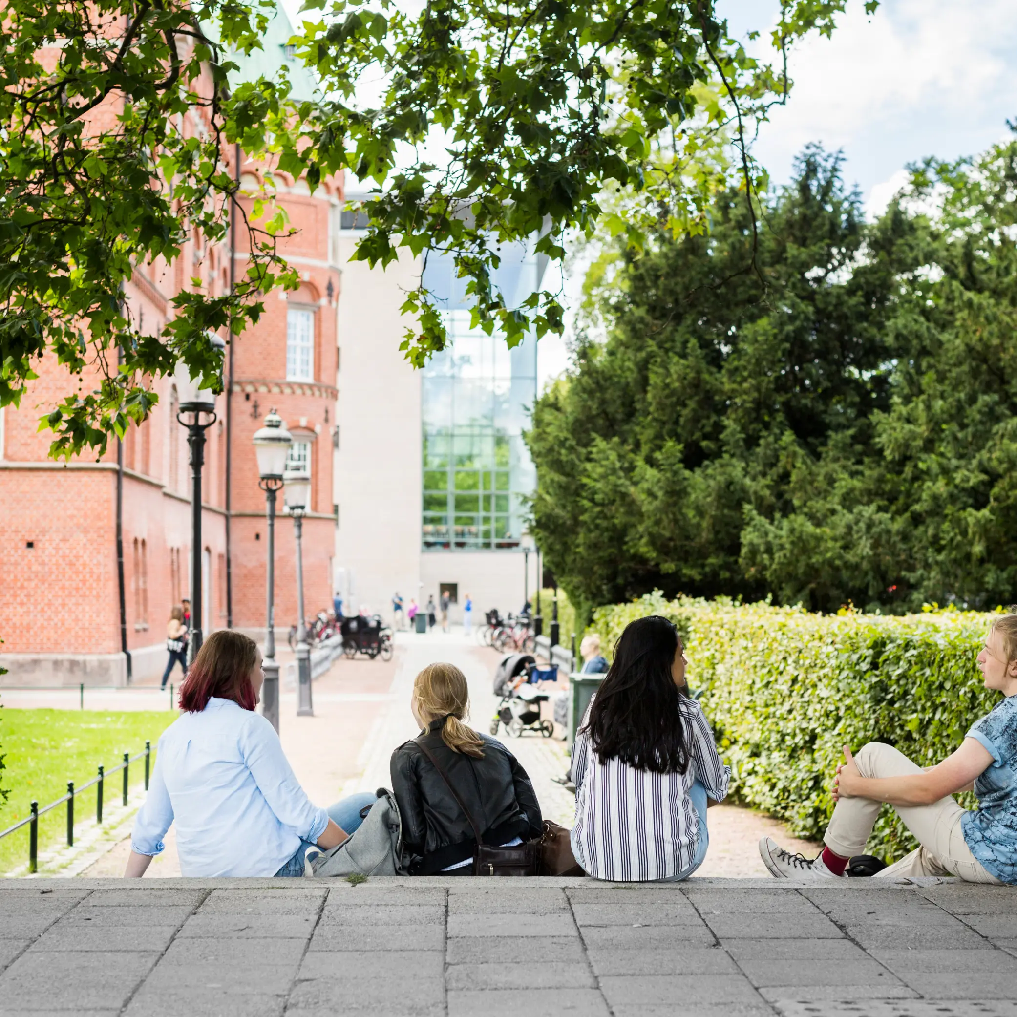 Athlone students sitting on steps